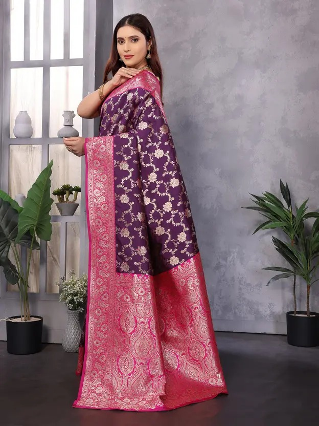 Woven Banarasi Silk Blend Saree - Image 2