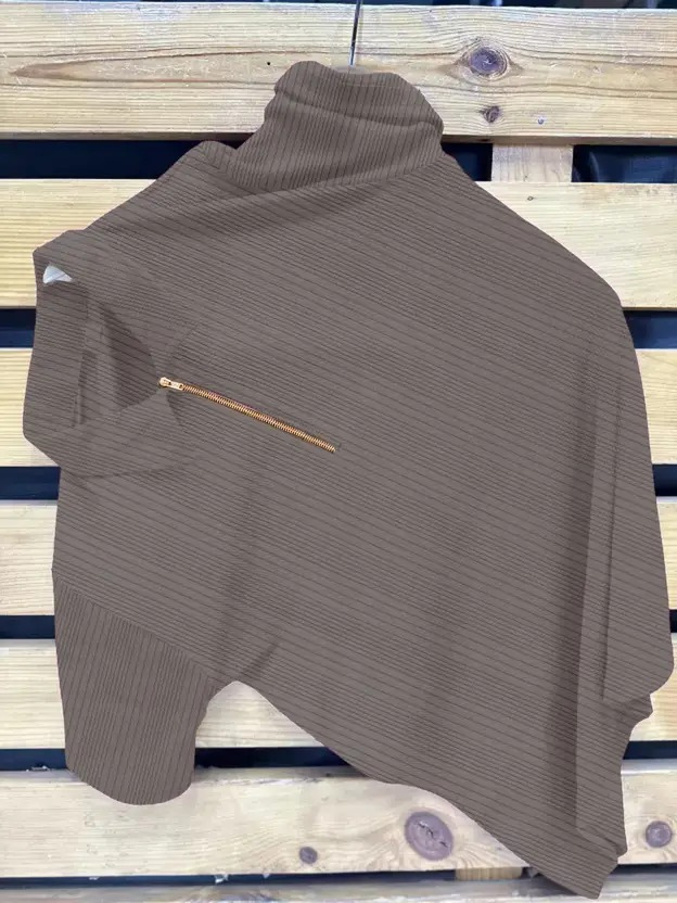 Men Striped Zip Neck Polyester T-Shirt - Image 3